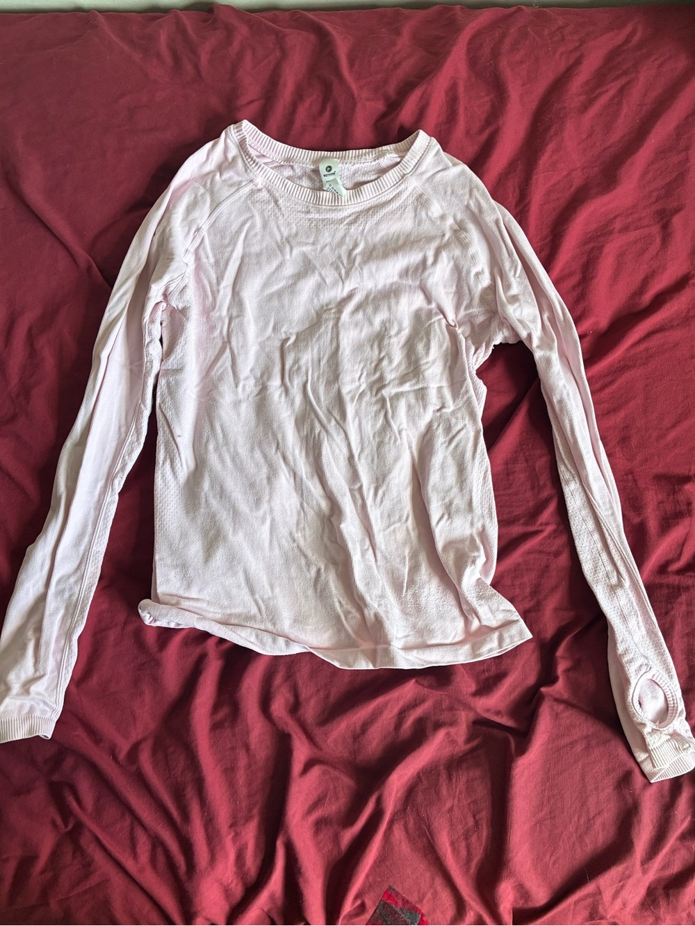 90 Degree By Reflex Pale Pink Ribbed Long Sleeve Tee